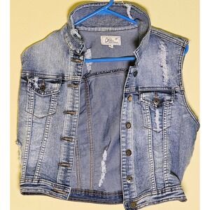 ChiQle Denim Architect Y2K Inspired Denim Stressed Vest-AMAZING Look!